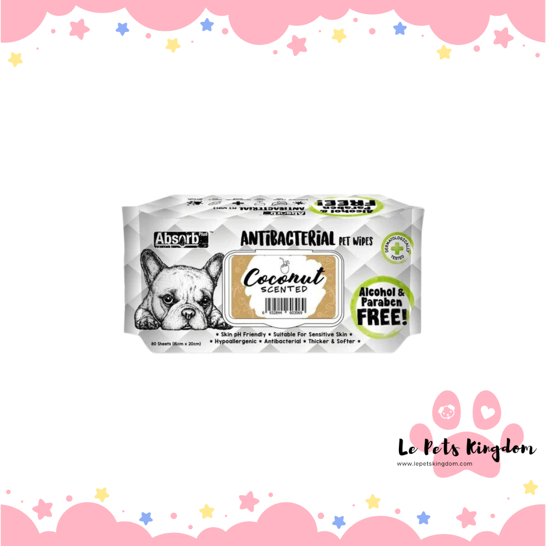 Absorb Plus Antibacterial Pet Wipes 80pcs