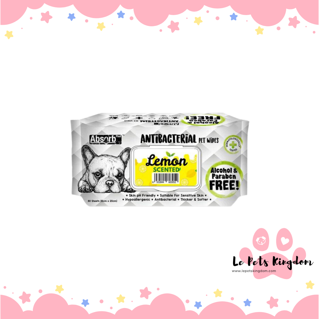 Absorb Plus Antibacterial Pet Wipes 80pcs