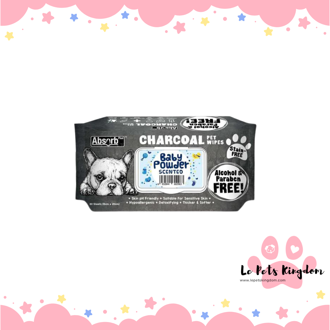 Absorb Plus Charcoal Pet Wipes 80pcs
