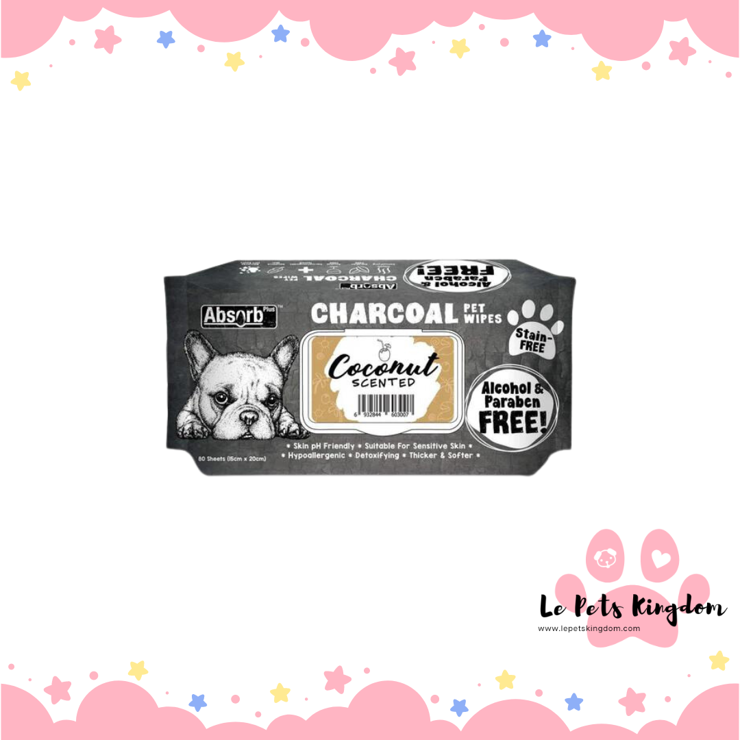Absorb Plus Charcoal Pet Wipes 80pcs