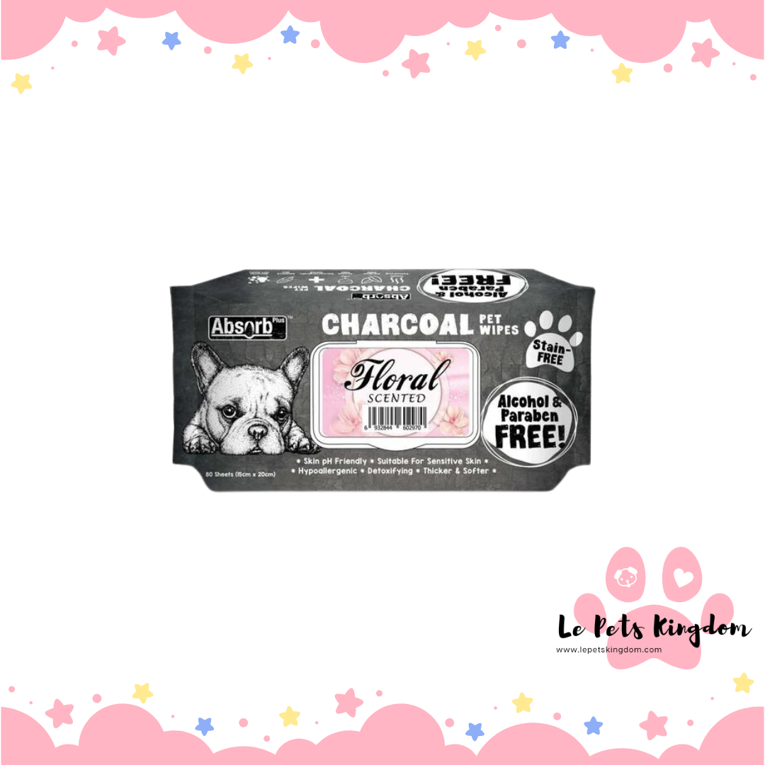 Absorb Plus Charcoal Pet Wipes 80pcs