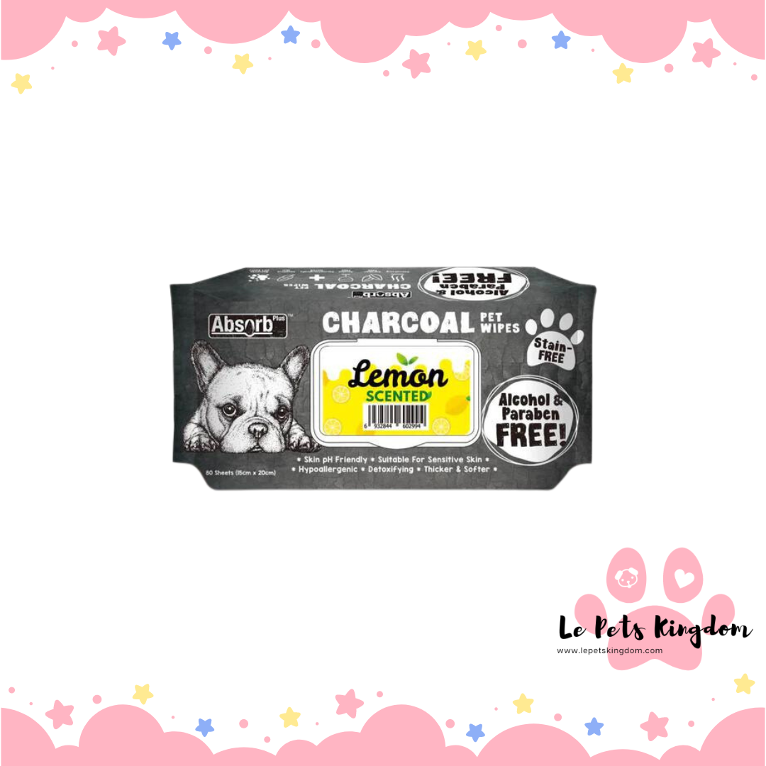 Absorb Plus Charcoal Pet Wipes 80pcs