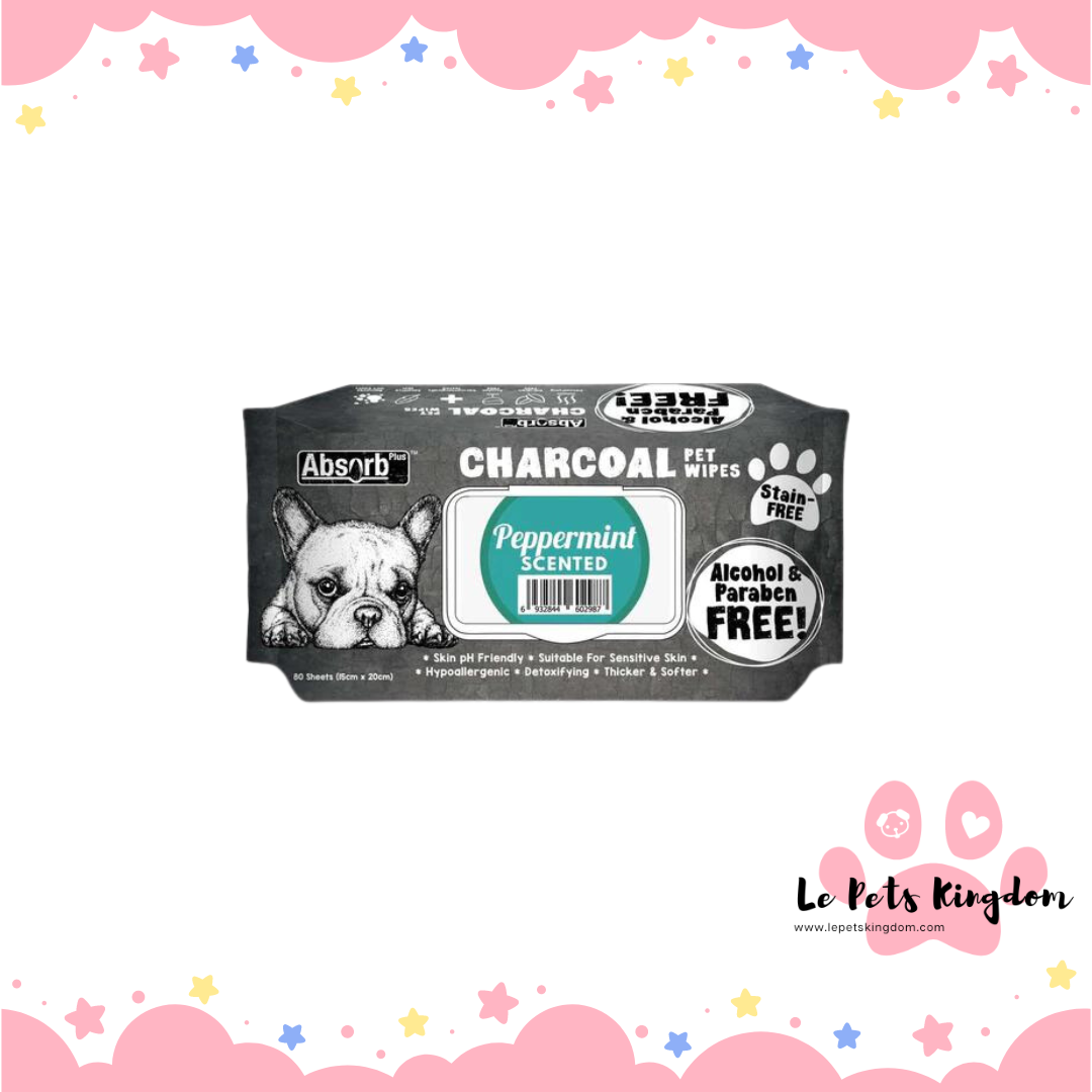 Absorb Plus Charcoal Pet Wipes 80pcs