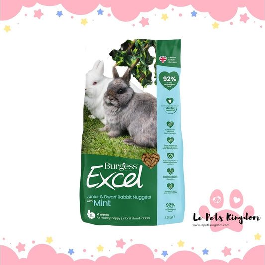 Burgess Excel Junior and Dwarf Rabbits Nuggets with Mint 1.5 Kg