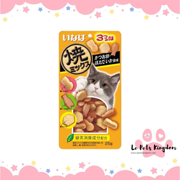 Ciao Soft Bits Mix Tuna & Chicken Fillet Dried Bonito, Scallop & Squid Flavor Cat Treats 25g