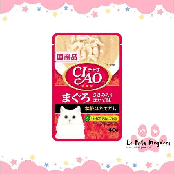 Ciao Creamy Soup Tuna Maguro, Chicken Fillet & Scallop Pouch Cat Food 40g
