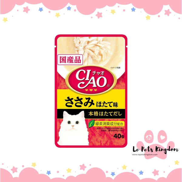 Ciao Creamy Soup Chicken Fillet & Scallop Pouch Cat Food 40g