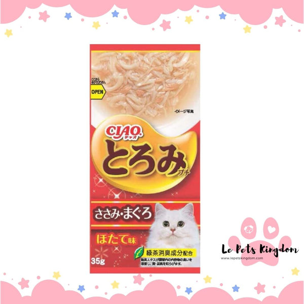 Ciao Toromi Line  Grain-Free Pouch Wet Cat Treats 35g (Chicken Fillet, Tuna & Scallop)