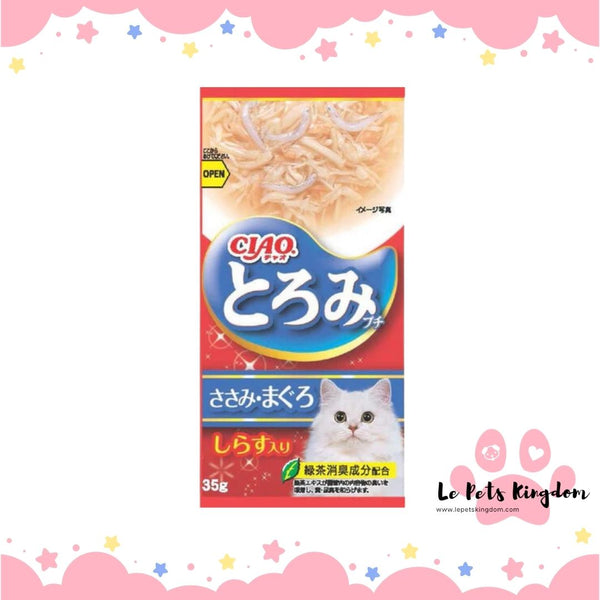 Ciao Toromi Line Grain-Free Pouch Wet Cat Treats 35g (Chicken Fillet, Tuna & Whitebait )