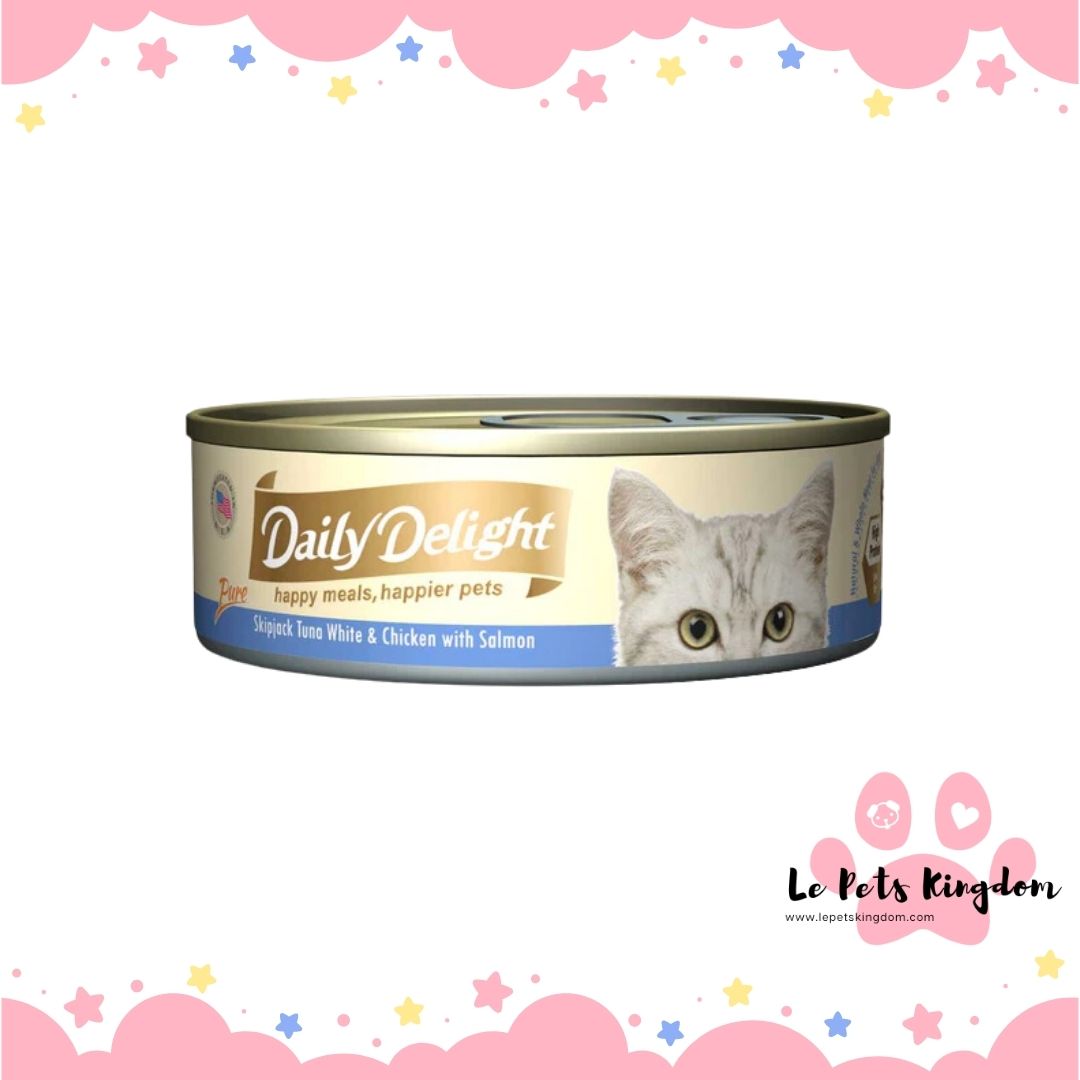 Daily Delight Pure Skipjack Tuna White & Chicken with Salmon Canned Cat Food 80g