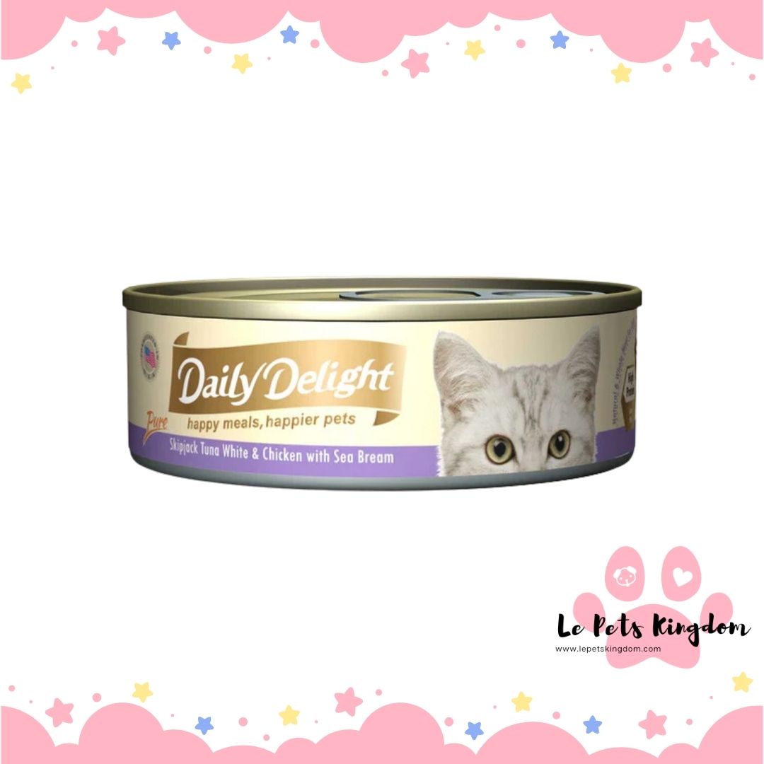 Daily Delight Pure Skipjack Tuna White & Chicken with Sea Bream Canned Cat Food 80g