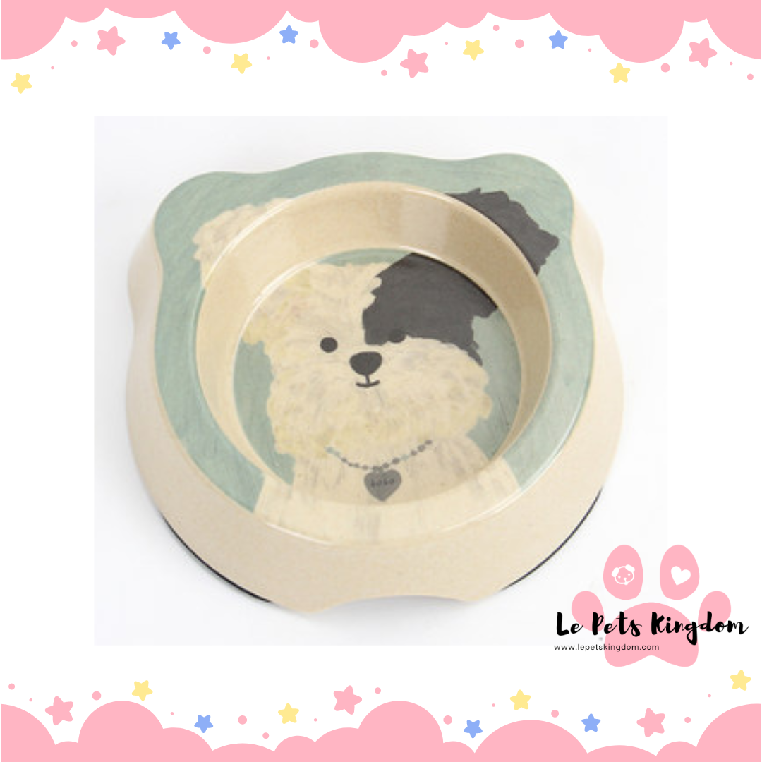 Dog Print Single Feeding Bowl (Blue)