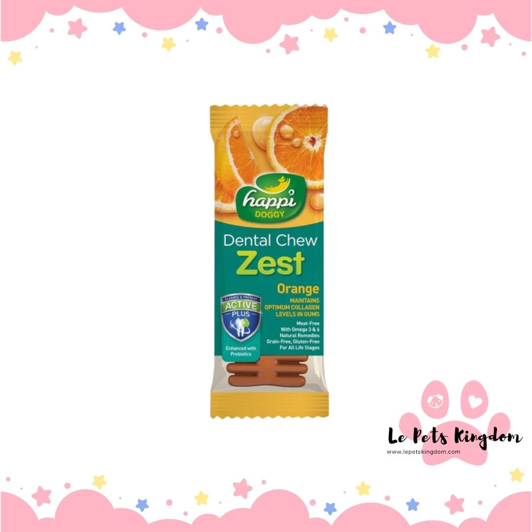Happi Doggy Zest Orange 4 Inch Dental Dog Chew