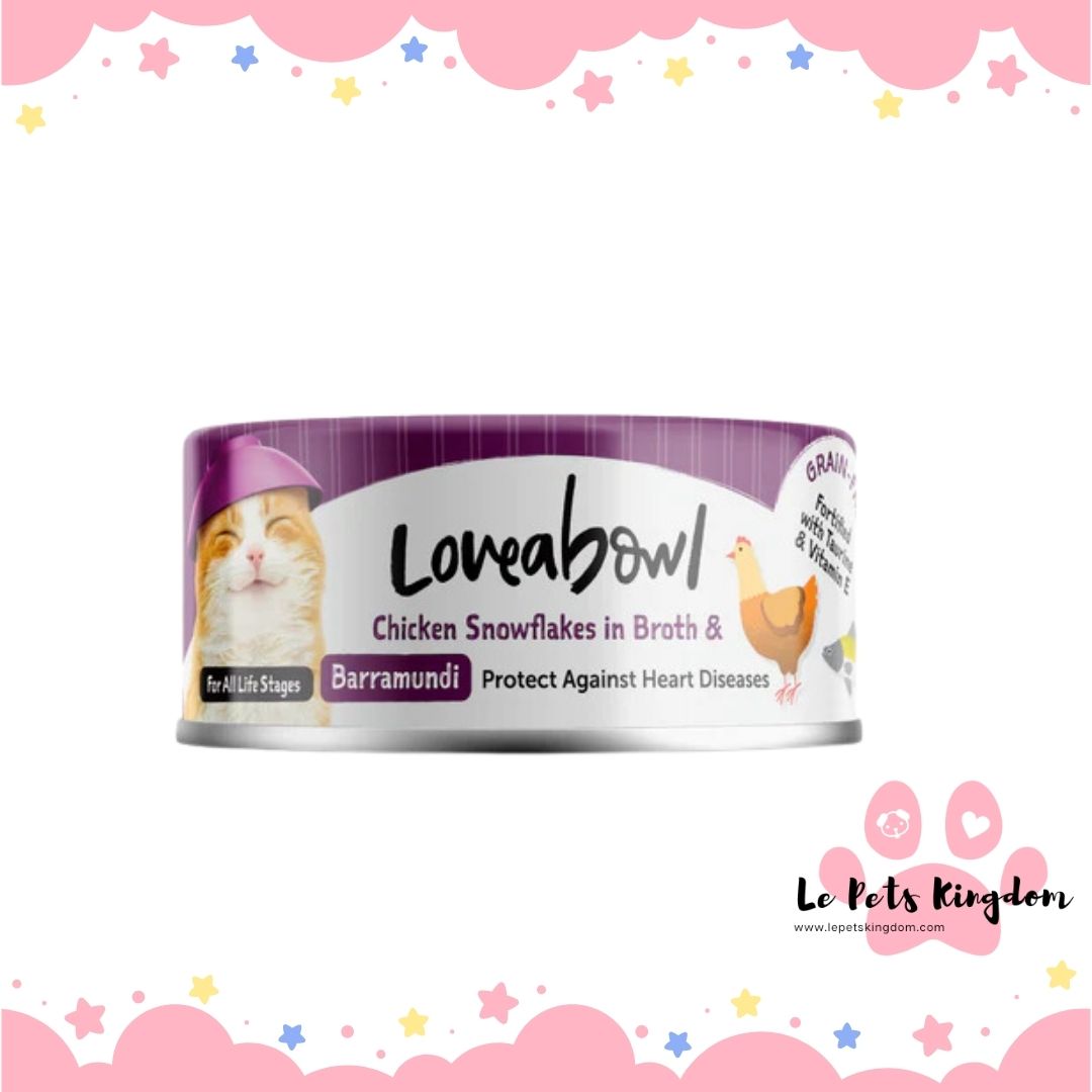 Loveabowl Chicken Snowflakes In Broth With Barramundi Canned Cat Food 70g