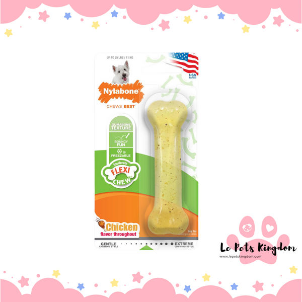 Nylabone Dura FlexiChew Bone Dog Chew Toys - Chicken Flavoured