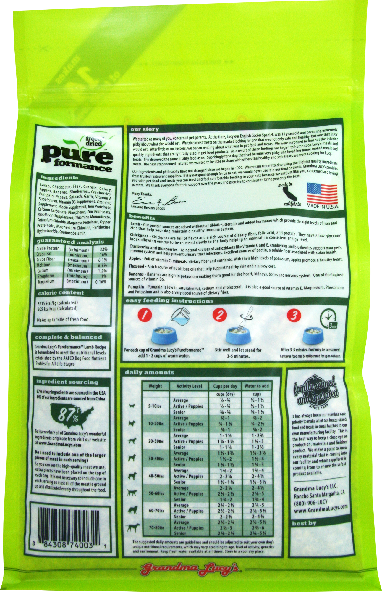 Grandma Lucy's Pureformance - Lamb Recipe 3lbs
