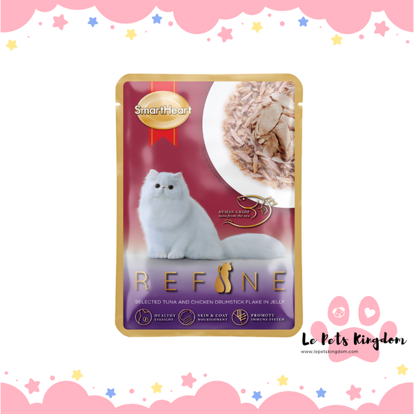 [BUNDLE OF 12] Smartheart Refine Selected Tuna And Chicken Drumstick Flake In Jelly Pouch 70g x 12