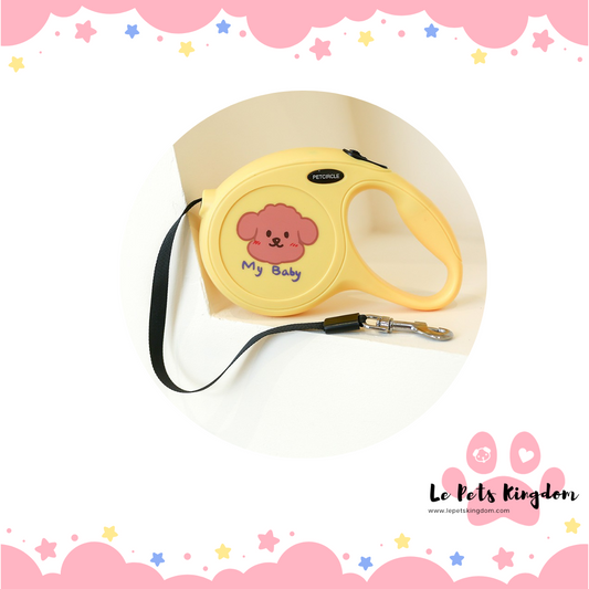 [PET CIRCLE] Retractable Auto Leash With Handle (Yellow)