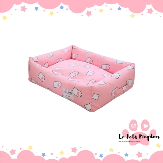 Washable Cover Cushion Bed - Pink Paws