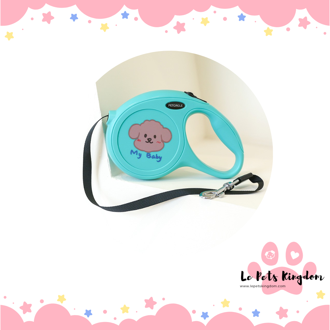[PET CIRCLE] Retractable Auto Leash With Handle (Turquoise)