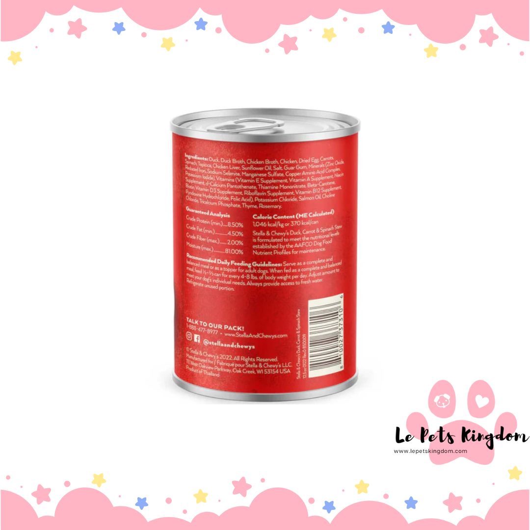 Stella & Chewy’s Gourmet Duck, Carrot & Spinach Stew Grain-Free Canned Dog Food 12.5oz