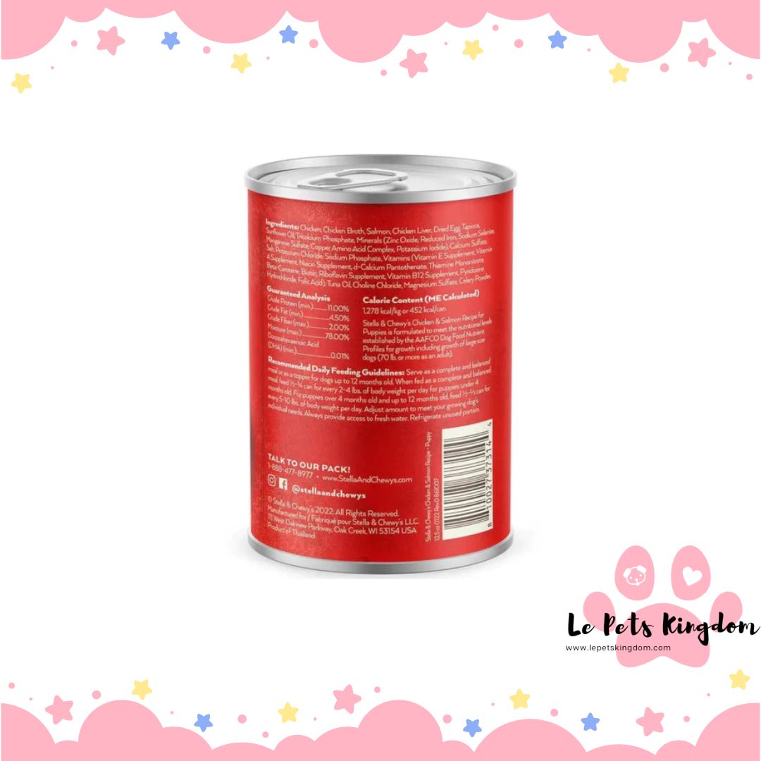Stella & Chewy’s Gourmet Pate Chicken & Salmon Recipe Grain-Free Puppy Canned Dog Food 12.5oz