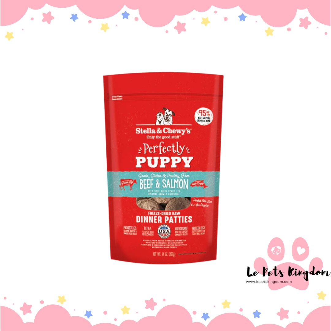 Stella & Chewy’s Perfectly Puppy Beef & Salmon Dinner Patties Grain-Free Freeze-Dried Raw Dog Food