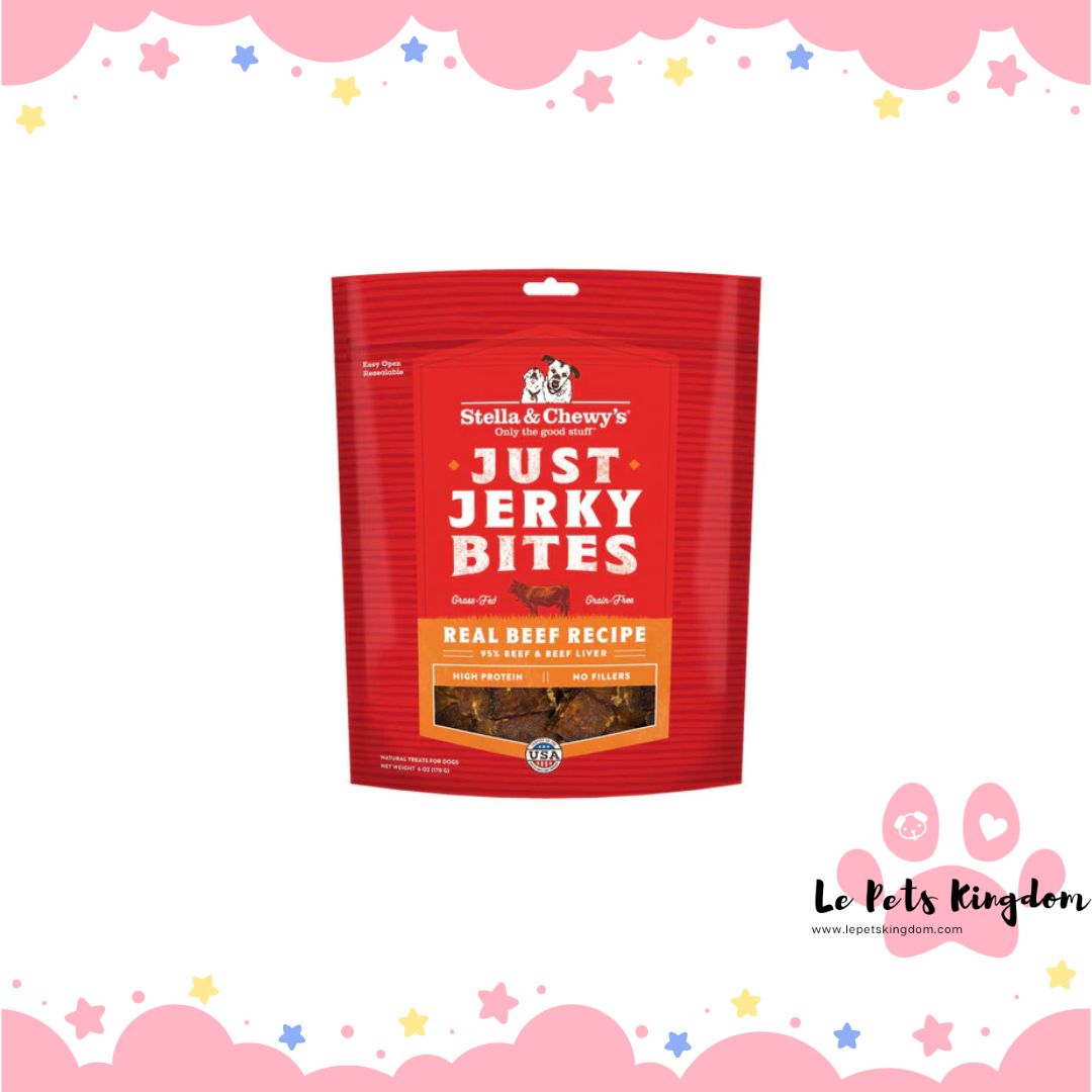 Stella & Chewy's Just Jerky Bites Real Beef Recipe Jerky Grain-Free Dog Treats 6oz