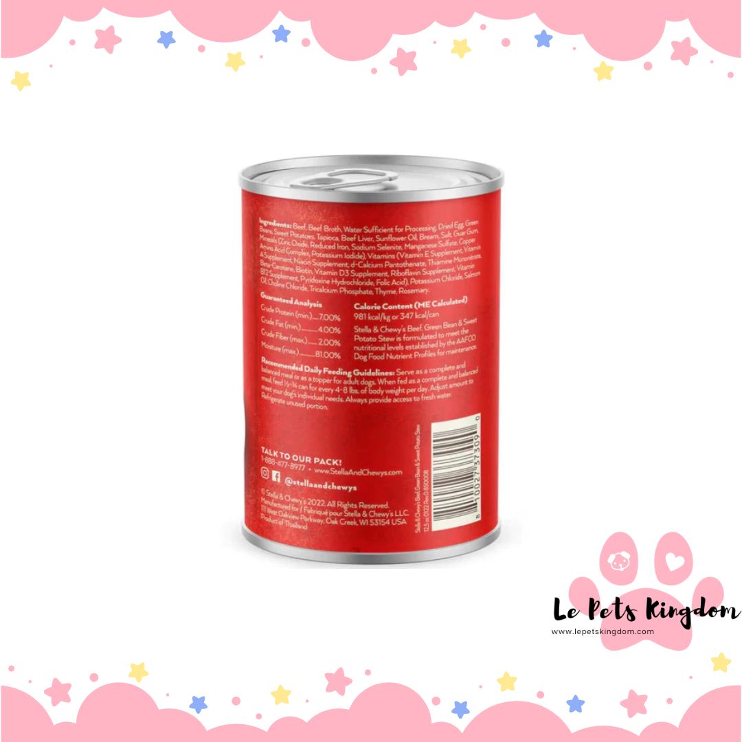 Stella & Chewy’s Gourmet Beef, Green Bean & Sweet Potato Stew Grain-Free Canned Dog Food 12.5oz