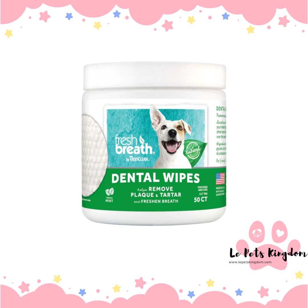 Tropiclean Fresh Breath Dental Wipes For Cats & Dogs 50pcs