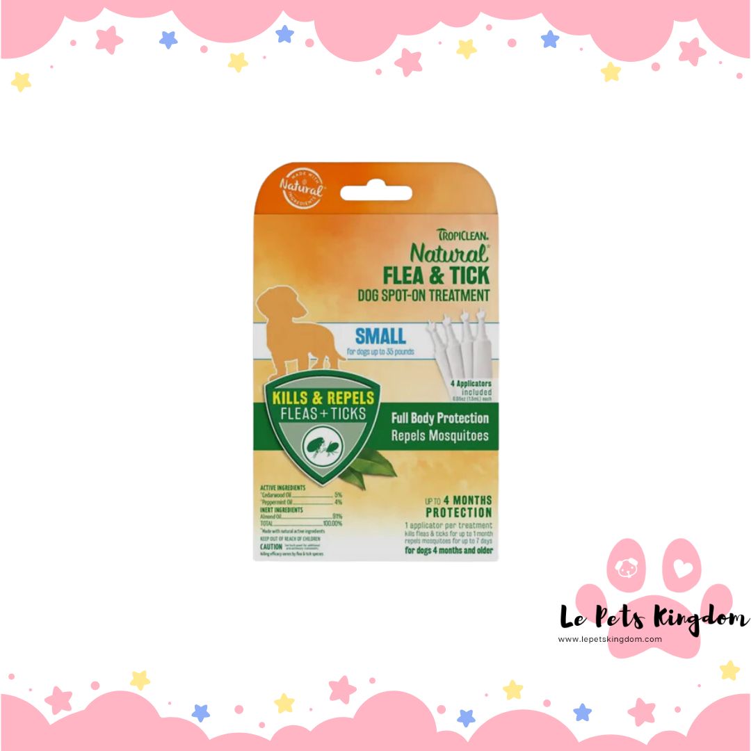 TropiClean Natural Flea & Tick Dog Spot-On Treatment 4ct