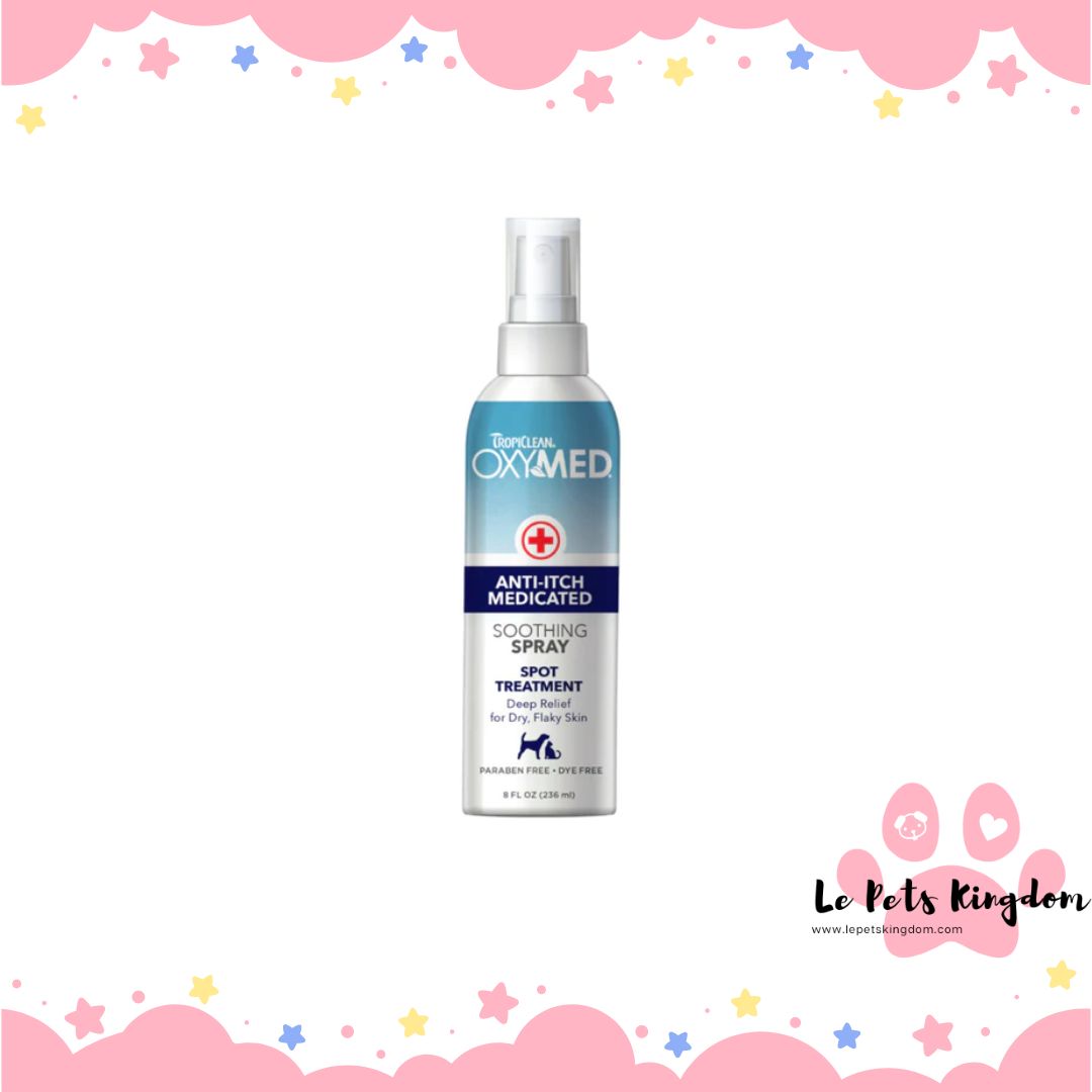 Tropiclean OxyMed Anti-Itch Medicated Spot Treatment Spray for Cats & Dogs 8oz