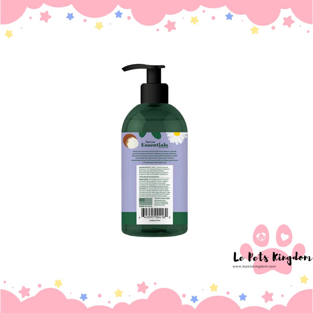 Tropiclean Essentials Shea Butter Moisturizing Shampoo For Cats & Dogs 16oz