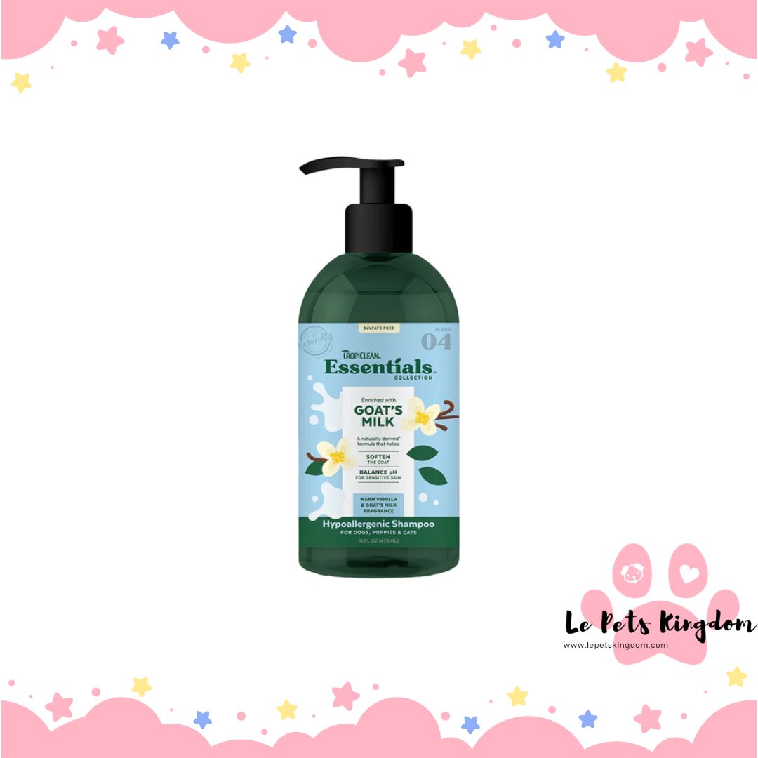 Tropiclean Essentials Goat's Milk Hypoallergenic Shampoo For Cats & Dogs 16oz