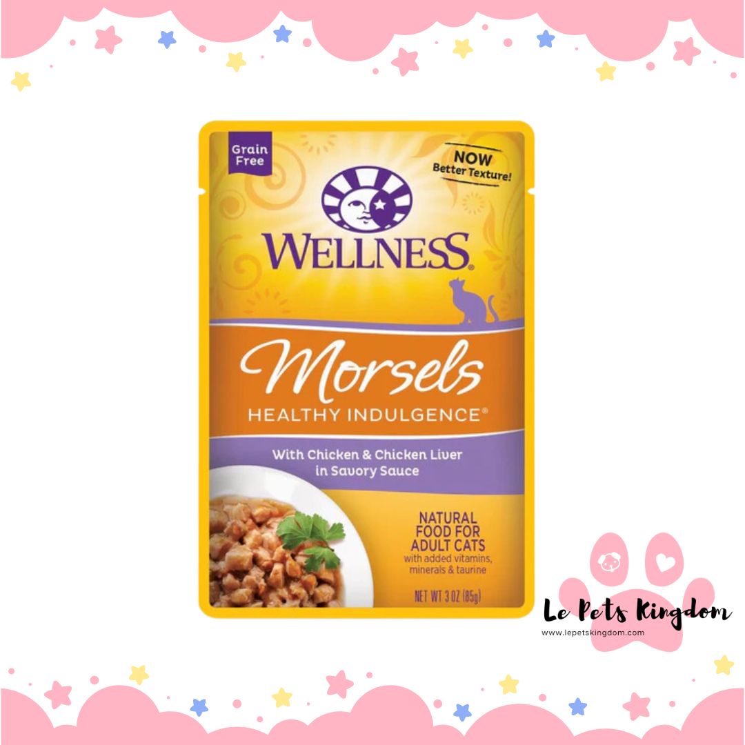 Wellness Healthy Indulgence Morsels Chicken & Chicken Liver In Sauce Grain-Free Pouch Cat Food 3oz