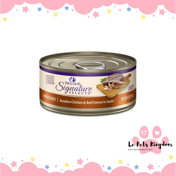 Wellness CORE Signature Selects Shredded Chicken & Beef Grain-Free Canned Cat Food 5.3oz