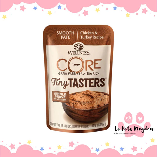 Wellness CORE Tiny Tasters Chicken & Turkey Pate Grain-Free Adult Pouch Cat Food 1.75oz