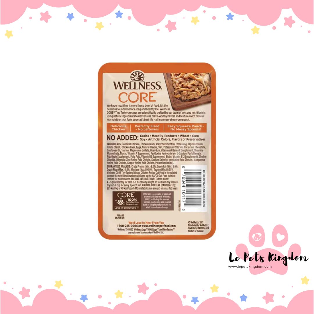 Wellness CORE Tiny Tasters Chicken Minced Grain-Free Adult Pouch Cat Food 1.75oz