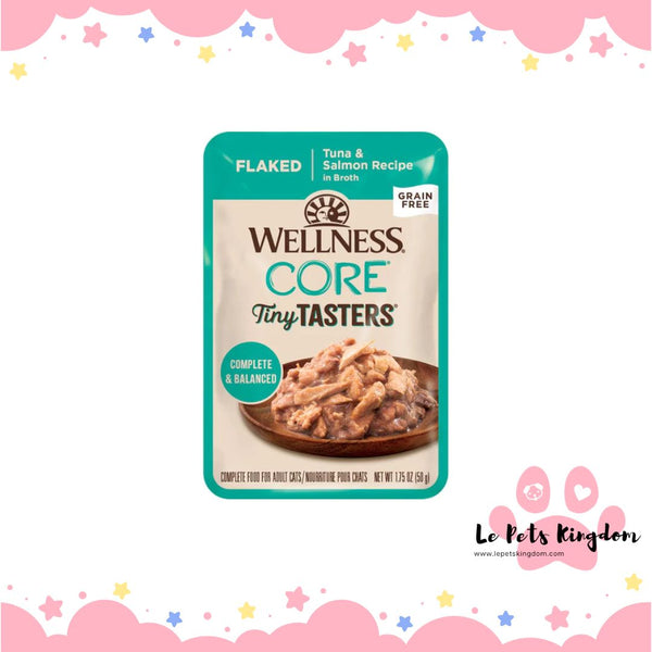 Wellness CORE Tiny Tasters Tuna & Salmon Flaked Grain-Free Adult Pouch Cat Food 1.75oz