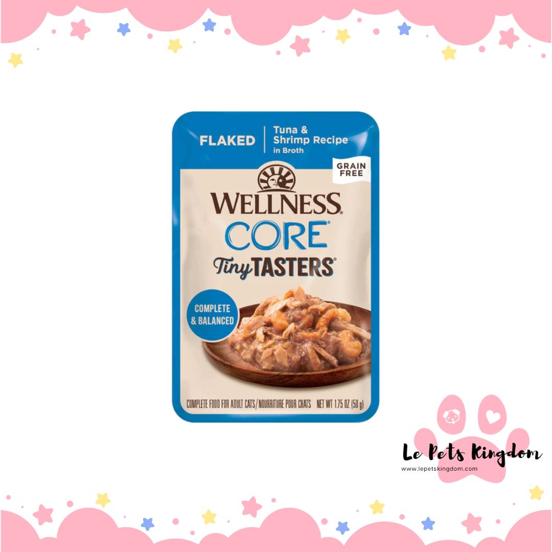 Wellness CORE Tiny Tasters Tuna & Shrimp Flaked Grain-Free Adult Pouch Cat Food 1.75oz