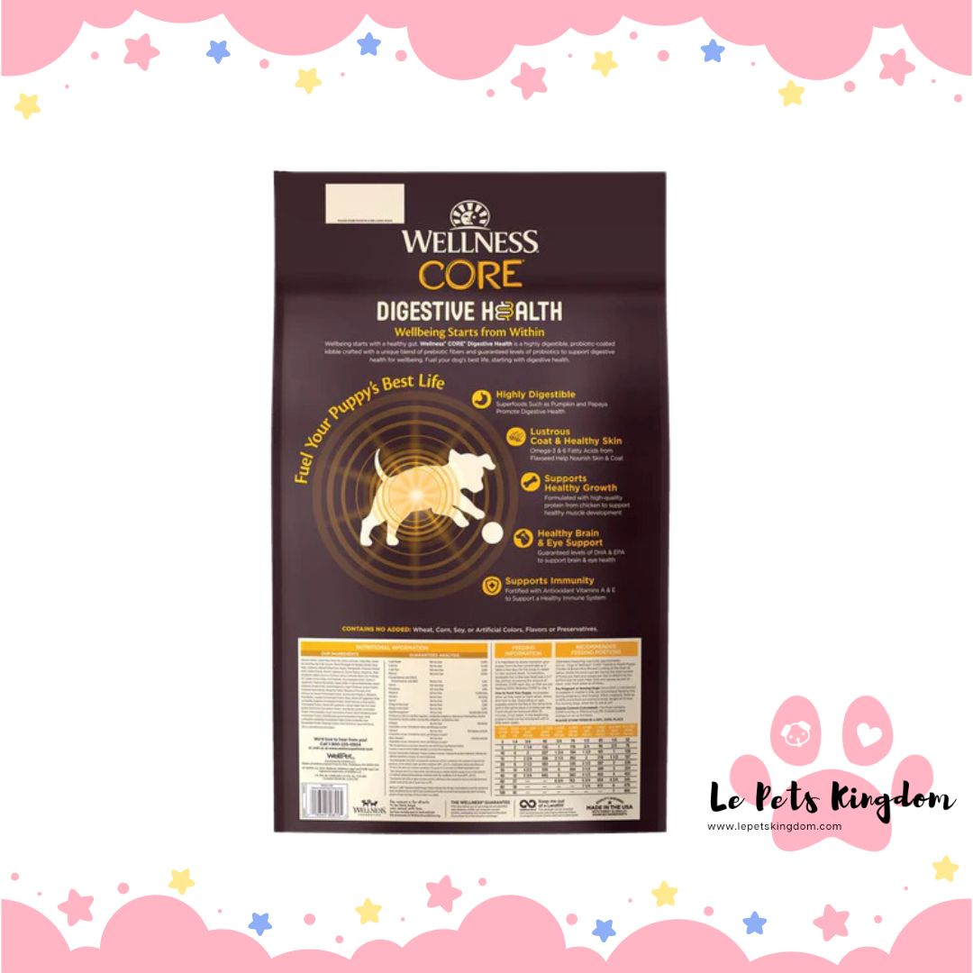 Wellness CORE Digestive Health Chicken & Brown Rice Puppy Dry Dog Food 24lb