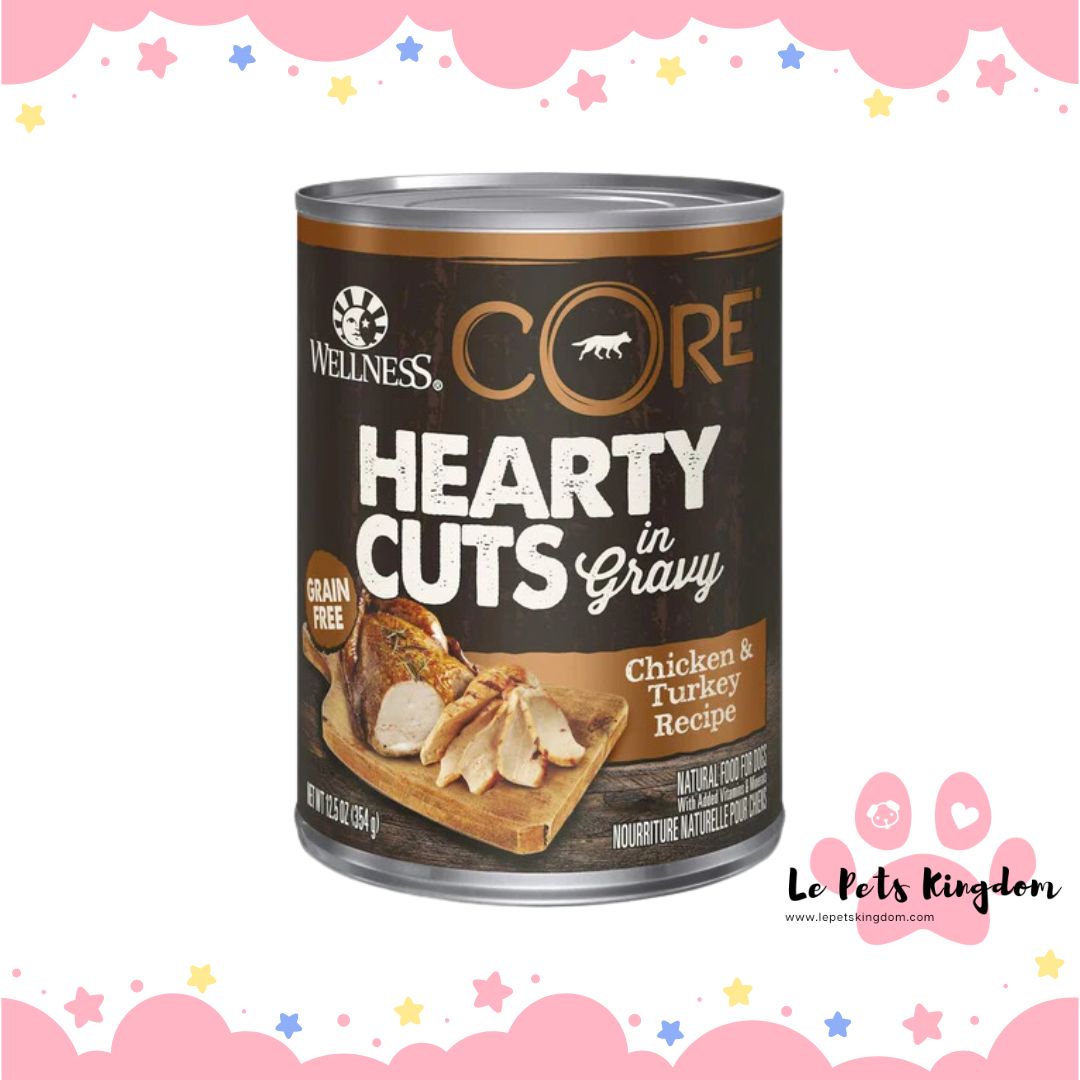 Wellness CORE Grain-Free Hearty Cuts In Gravy Chicken & Turkey Canned Dog Food 354g