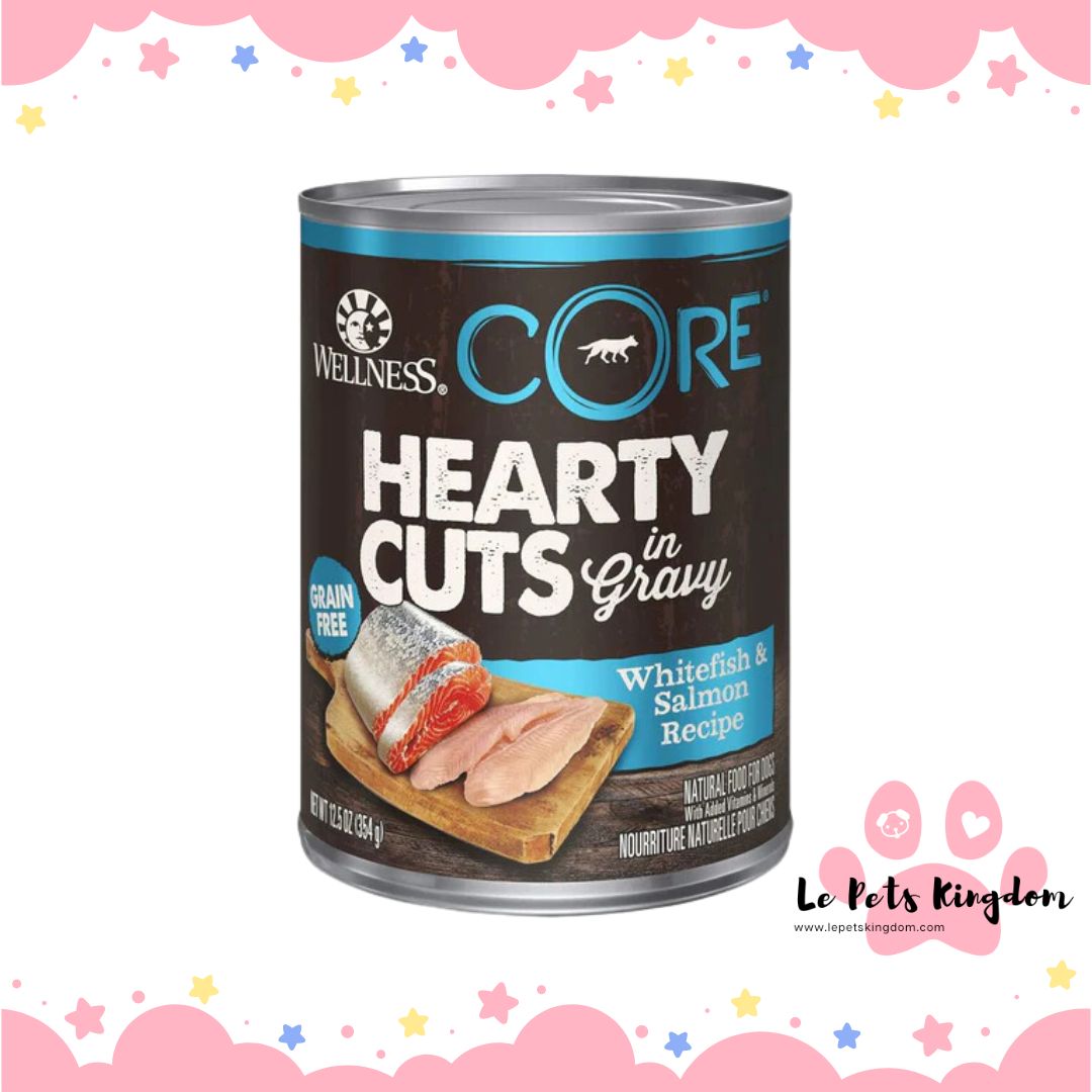 Wellness CORE Grain-Free Hearty Cuts In Gravy Whitefish & Salmon Canned Dog Food 354g