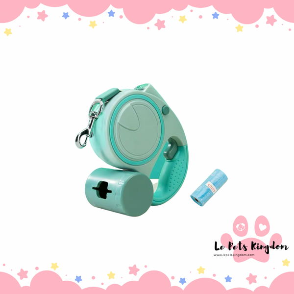 Retractable Leash With Poop Bag Holder -3M (Green)